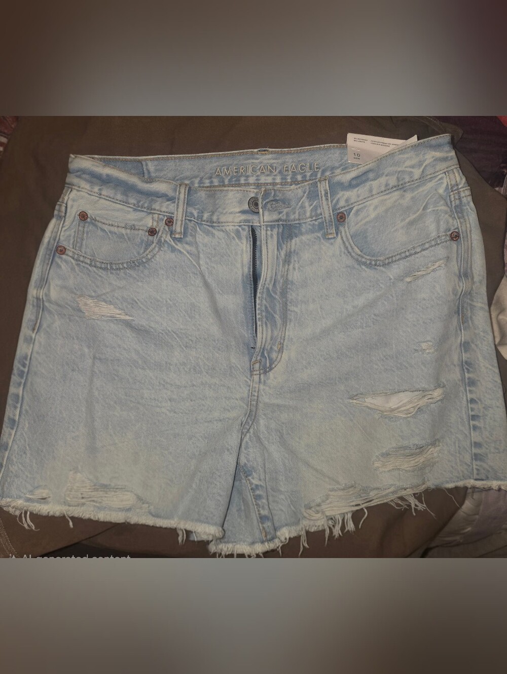 American Eagle Outfitters Light Wash Distressed Jean Shorts - Light Blue